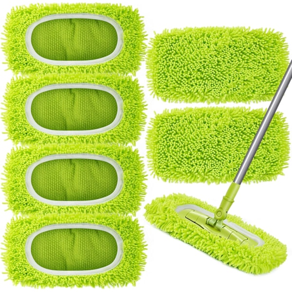 Återanvändbara torrsvepande dukar Mikrofiber Våta Moppdynor Kompatibla med Mopp Ersättning Svepande Moppdynor Refiller (6 st) 6PCS