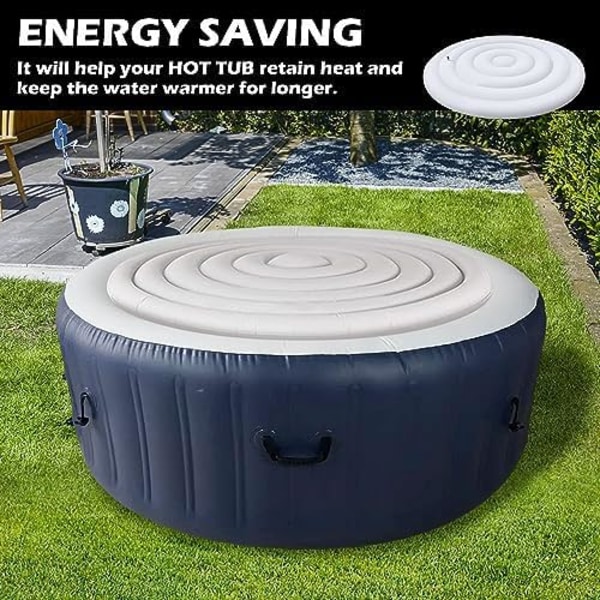 4,5 ft Uppblåsbart Spabadskydd - Energibesparande Lock för Runt Spabad - Vikbart Skyddande Regnskydd - 4,5 ft - Vit