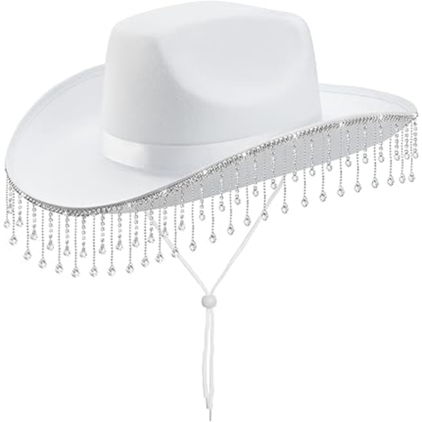 Cowboyhatt Halloweenkostym Cowgirlhatt för Kvinnor Män Vuxen Western Cow Girl Hatt med Hjärta Glasögon Utklädnad Födelsedag Halloween Cow Girl Hatt .vit White