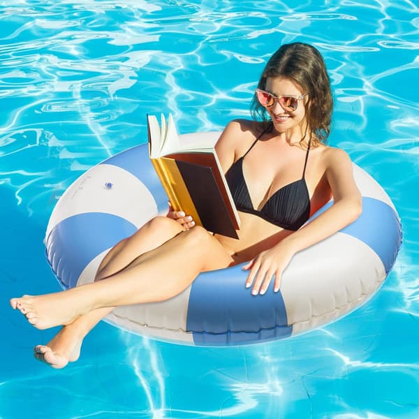 Badering Pool Float, Oppustelig Voksen Badering, Retro Stribet PVC Oppustelig Pool Float, til Strandferier og Poolfester