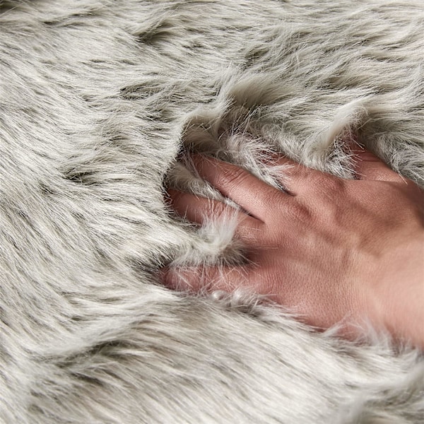Fuskpälsfårskinnsmatta, Heminredningsmatta för Sovrum, Fluffig Liten Pälsmatta, Luddig Ryamatta för Vardagsrum, 0,6 x 1,8 Meter, Ljusgrå grey