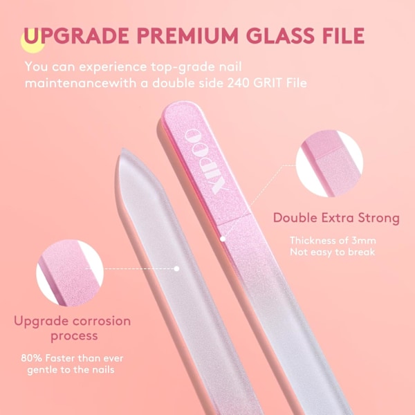 Glasnagelfilar 3-pack, Högkvalitativa glasnagelfilar med ask, Kristallnagelfilar, Professionella salongsmanikyrverktyg, Presenter till kvinnor