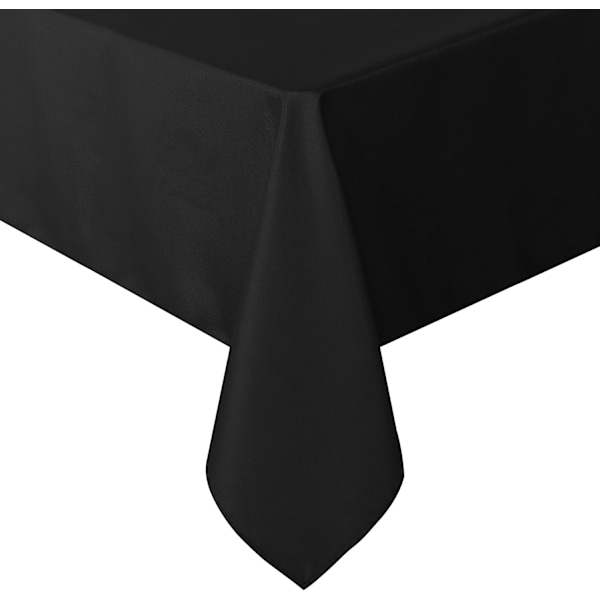 60\" x 102\" Rektangulär Duk, Fläck- och Skrynkelresistent, Tvättbar Dekorativ Bordsduk i Polyester, Bufféer, Fester och Camping, Svart black