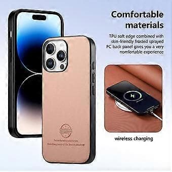 For iPhone 14 Pro-deksel Stofftekstur Skinn+PC+TPU Anti-fall Telefondeksel - Rosa (Rosa)