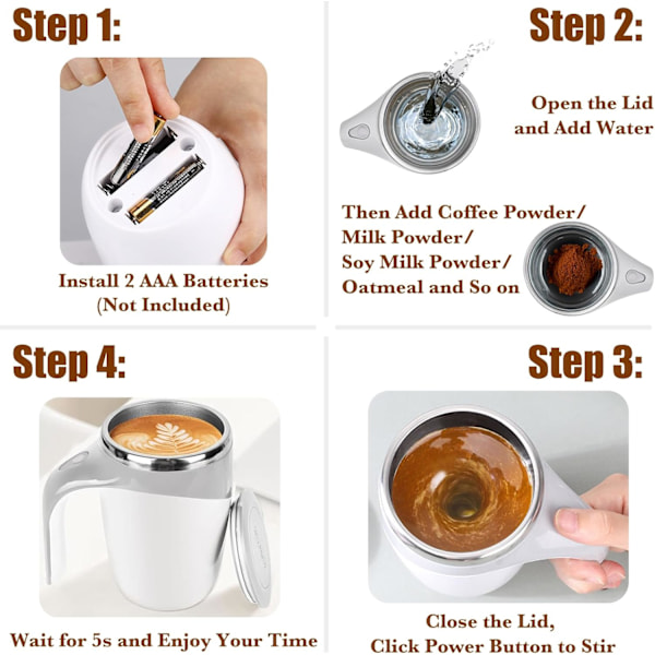Självrörande Mugg, Självrörande Kaffemugg med Lock, Automatiska Magnetiska Koppar, 414 ml (Kaffe), Medelstor Coffee