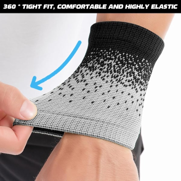 Sportarmband 1 par 10*8cm elastiskt sportarmband svettabsorberande nylonarmband lämpligt för fitness svart och grått Black and gray
