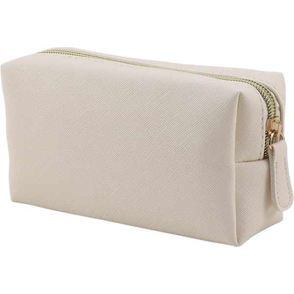 Sminkväska i Läder, för Handväska Resor, Portabel Liten Kosmetikorganisatör för Kvinnor och Flickor, Sminkväska med Dragkedja, Beige Beige