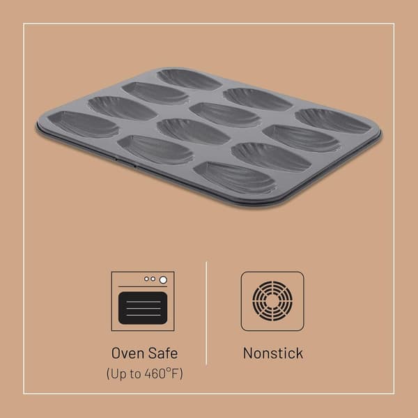 Non-stick bageplade i stål til 12 madeleines - 26 x 20 x 1,4 cm - Sort