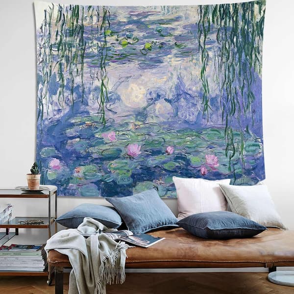 Gobeläng för sovrum Monet Gobeläng Näckrosor Blommor Tapet