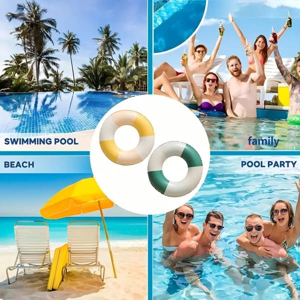 Oppustelig svømmering til voksne, svømmering til pool, retrostribet oppustelig flyder, til strandferier og poolfester