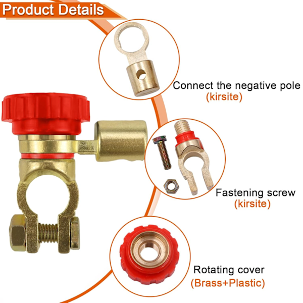 Batterifrånkopplare 12V Batteri Avstängningsbrytare Universal Zinklegering Batteri Avstängningsbrytare för 15,5-17mm Bilbatteripol (Röd) red