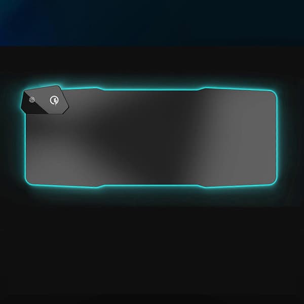 Musematte med trådløs lader 15W trådløs lading mobiltelefonlader RGB lysende musematte RGB lys musematte