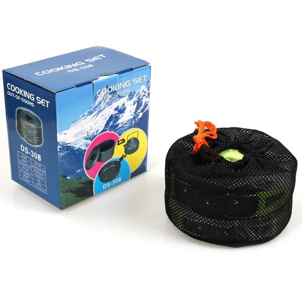 10-i-1 Camping Kokekar Reise Bestikksett Black handle