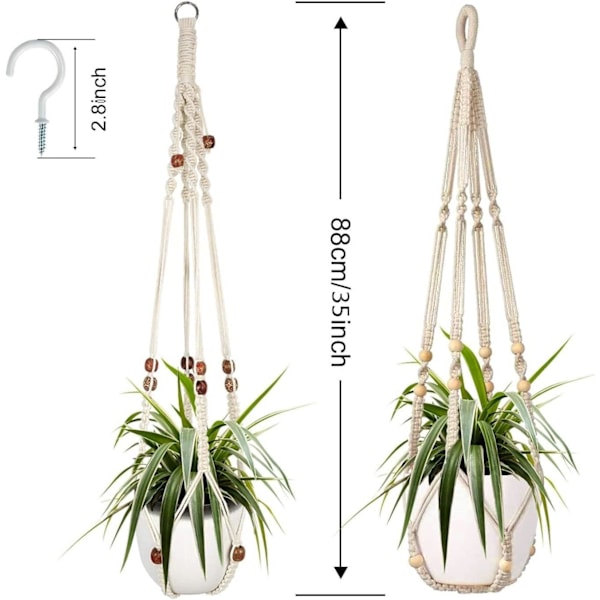 Växthängare, 2-pack Växthängare, Inomhus Växthängande Krukor, Heminredning Växtkrukshängare, Vit, 89 cm