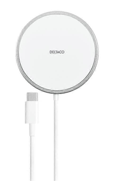 Deltaco Trådlös Laddare med MagSafe för iPhone, 15W - Vit