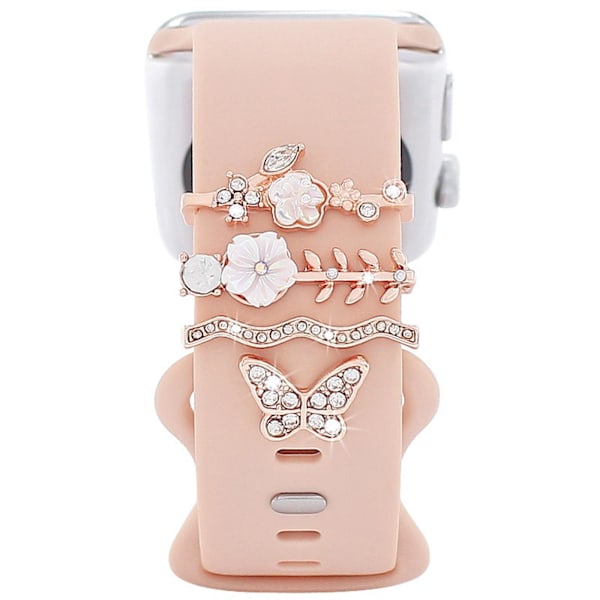 Klockarmbandsberlocker, Chic Eleganta Diamantarmbandsaccessoarer (Inget Armband) - Blomma Fjäril - Roséguld Rose Gold