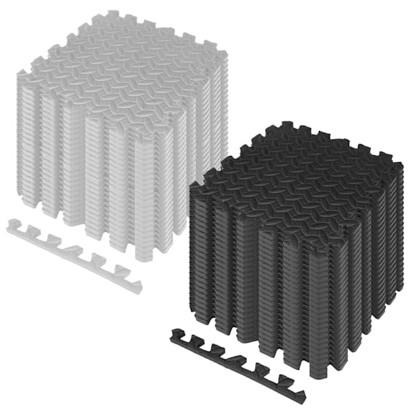 Träningsmattor för Hemmagymnastik EVA Gummi - 30cm X 30cm X 10mm 24 Bitar 2.16 M² | Träningsskumplattor, Pusselmatta i Skum, Träningsgolvmatta black