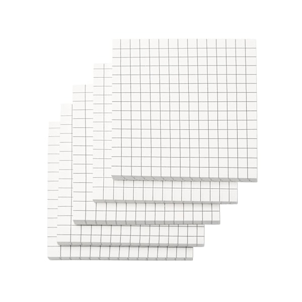Självhäftande Post-it-lappar 3x3 Rutat Anteckningspapper, 5 Block/Förpackning, 80 Ark/Block, Totalt 400 Ark (Vit Rutig) White
