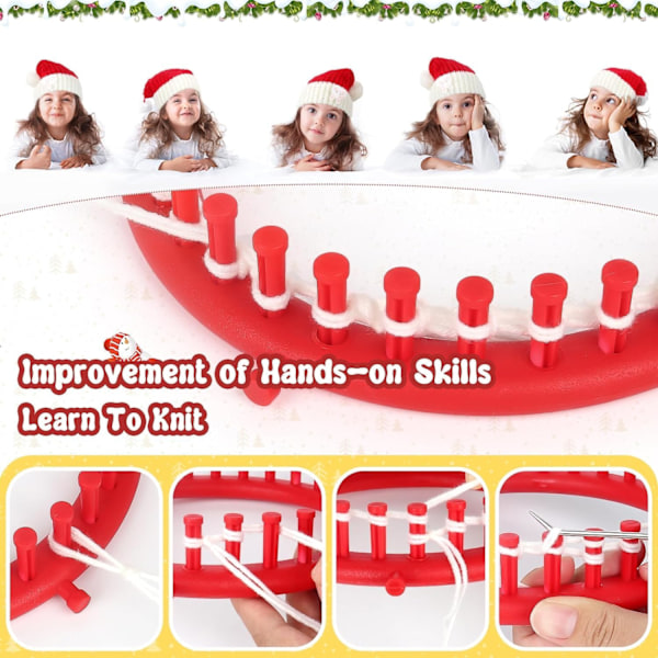 Runda Stickramar Set 19 cm Diameter Röd Plast Vävramar Halsdukar Mössor Tillverkningsverktyg DIY (Röd) 19 cm