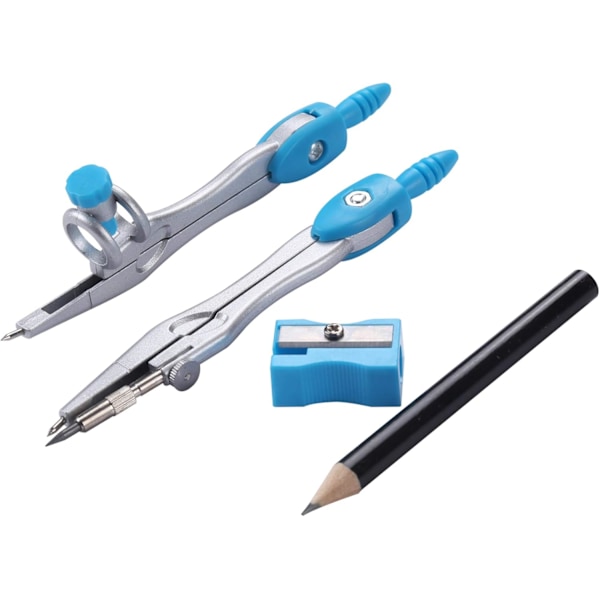 Matematik Geometri Set 10 Delar Elevmaterial med Splittersäker Förvaringslåda, Blå Blue