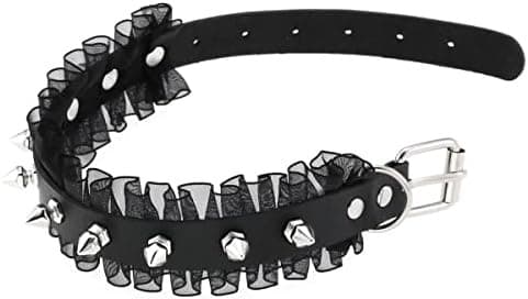 Gotisk læder choker til kvinder, blonde nitte punk justerbar halskæde
