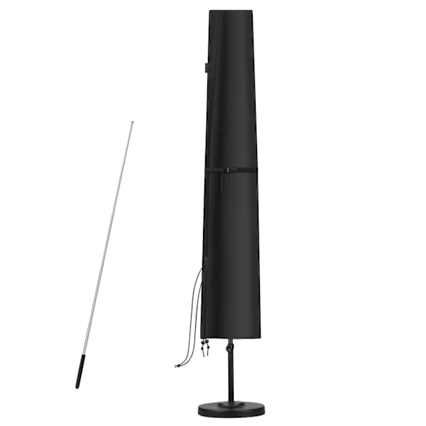Skyddande överdrag för 2 till 3 m parasoll, Fristående parasollöverdrag med stång, Robust Oxford-tyg, Vattentätt, Anti-UV, 190x30/50cm