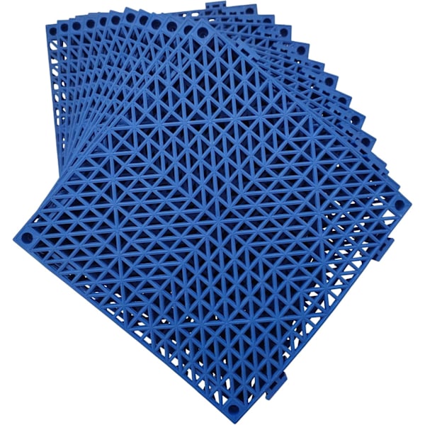 12-pack Modulära Sammanlänkande Dynor 29,5 x 29,5 cm Gummimatta Golvplattor Dränering (Blå) Blue