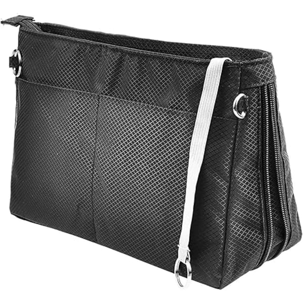 Expanderbar Handväska Organizer i Nylon Handväska Insats Väska i Väska Tote Organizer Väska (M, Svart) black