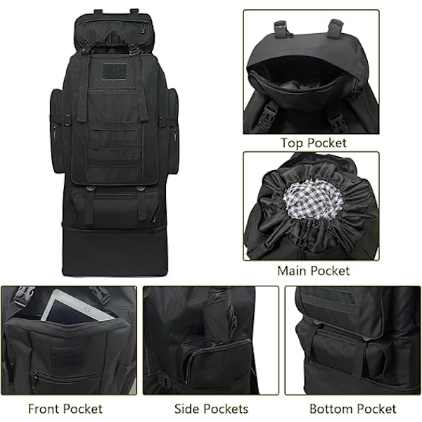 80L Liter Camping Ryggsäck Vandringsryggsäck för Män Kvinnor, Extra Stor Vattentät Utomhus Reseryggsäck