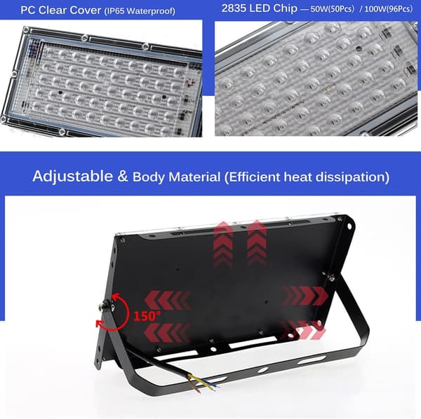 Diskolys Scenelys LED UV Blacklight Bærbart Scenelys Ultrafiolett Spotlight Spotlights for Fest Disko Hage Bar Jul (100W)