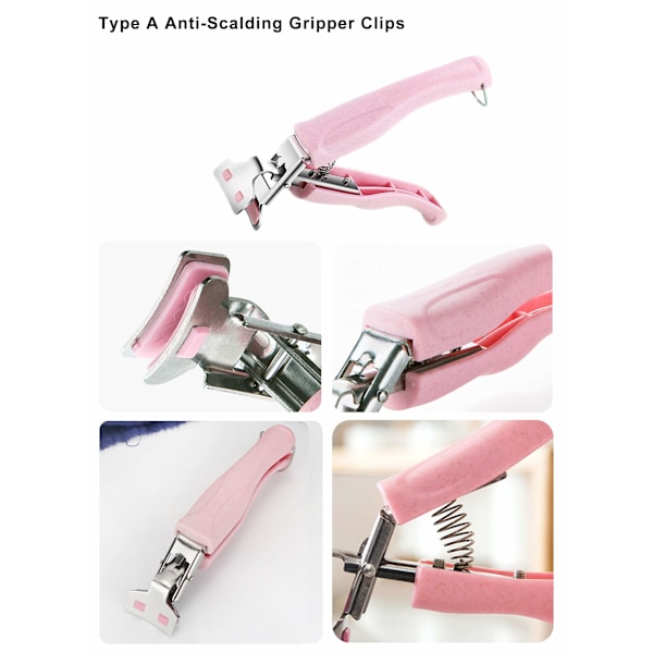 Köksmatlagningspincett, rostfritt stål anti-skållning varm skål fat tallrik greppklämmor hållare (2-pack) rosa