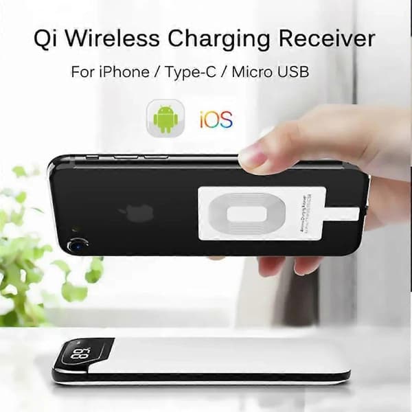 Qi Trådløs Lader Mottaker - Hurtigladeadapter For Iphone 5-7 & Android-telefoner