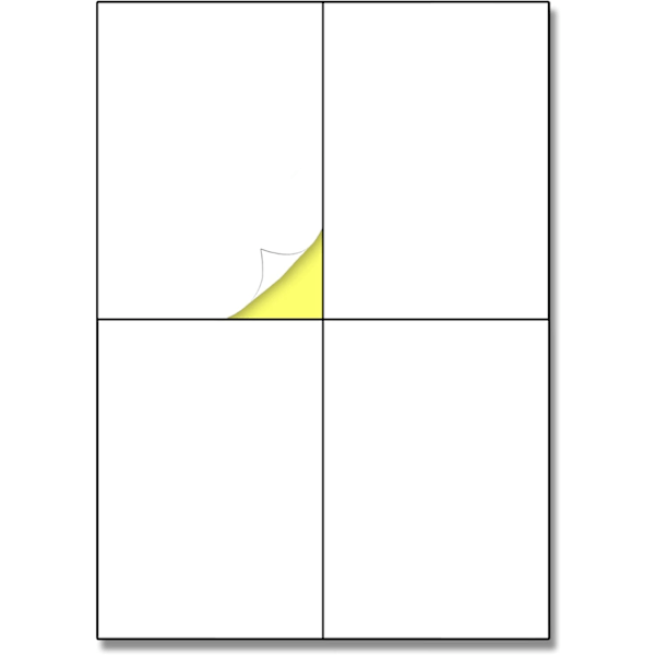 25 ark - Stora självhäftande etiketter vita A4, för lådor/porto/frakt - 4 per ark, 148,5 x 105 mm (A6)