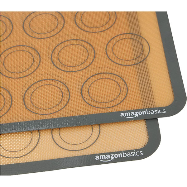 2-delt rektangulær silikone bageplade til makroner, beige, grå, 41,9L x 29,5B cm