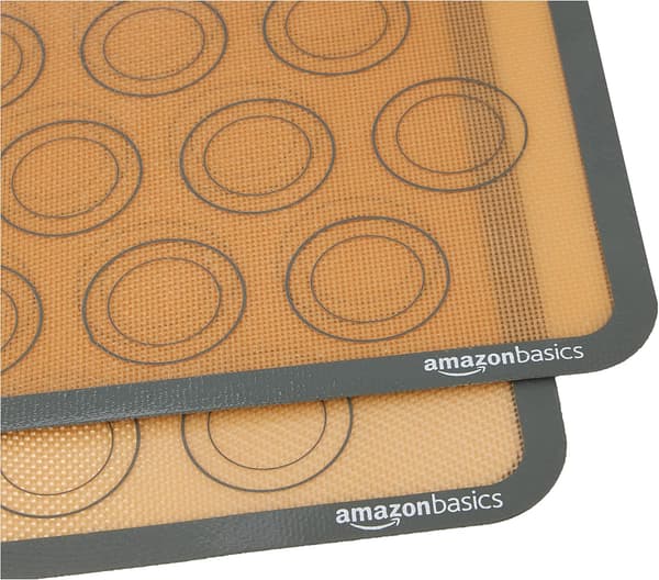 2-pakning rektangulær silikonbakematte for makroner, beige, grå, 41,9L x 29,5W cm
