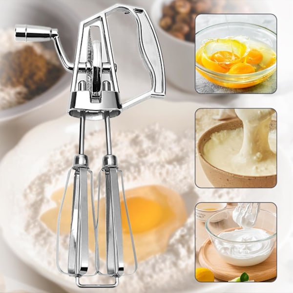 Manuell Handmixer, Äggvisp Handvev 14x25,5cm Rostfritt Stål Manuell Handmixer Pläterad Äggvisp