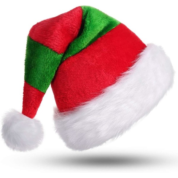 Jultomtehatt, Unisex-Vuxen Tomtehatt, Dekorationer Presenter Kostym, För Julfest Halloween Nyhet Rand, Röd & Grön Red and Green
