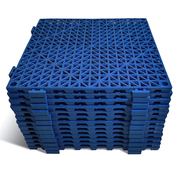 12-pack Modulära Sammanlänkande Dynor 29,5 x 29,5 cm Gummimatta Golvplattor Dränering (Blå) Blue