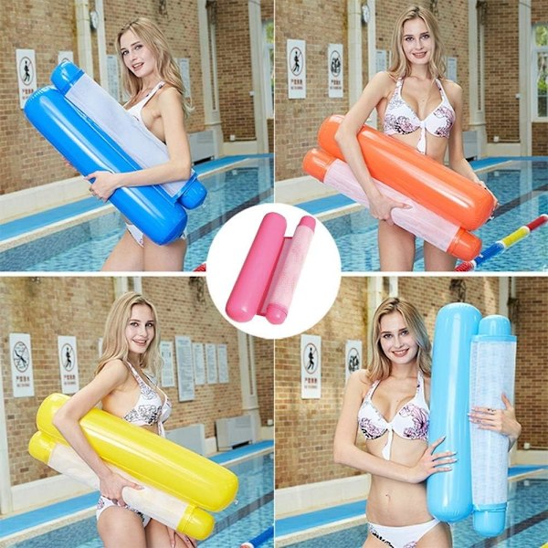 Multifunktionell Flytande Hängmatta, 4-i-1 Uppblåsbar Pool Float Vilstol Flytande Hängmatta Vattenhängmatta Multifunktionell Vikbar Flytande (Rosa) pink