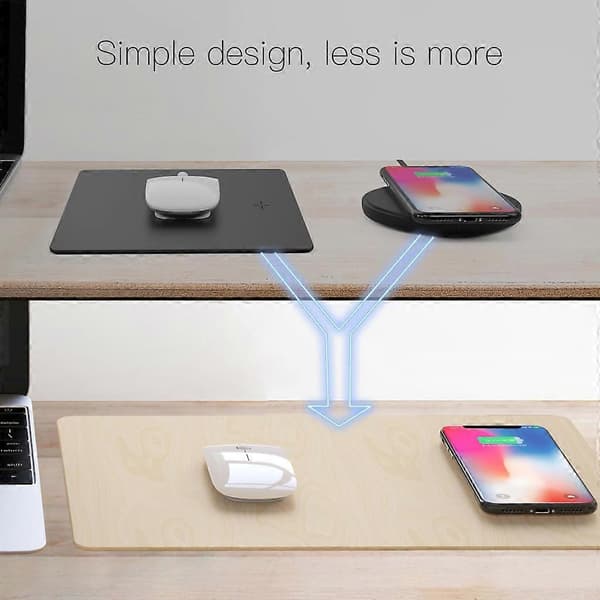 Rask trådløs lader musematte PU-lær musematte for GXY S10/S9/S8Plus