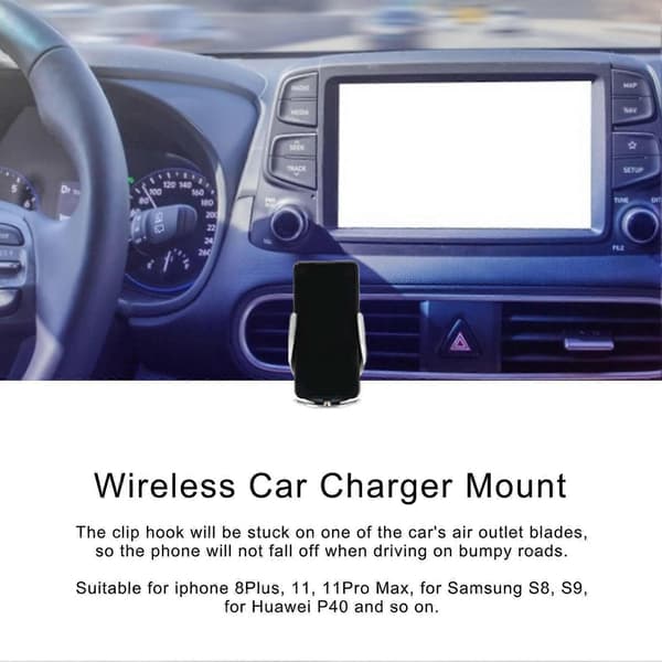Trådløs bilopladerholder Smart Sensor Auto-fastspænding Hurtig trådløs biloplader Luftventil Telefonholder til Iphone 8Plus
