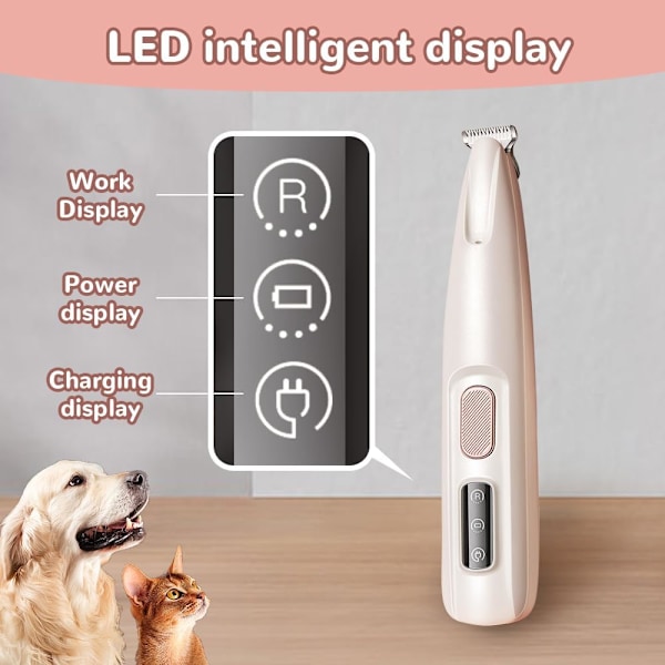 Pet MicroPrecision Trimmer, 2024 Uppgraderad Multifunktionell Klippmaskin för Husdjur Vattentät Uppladdningsbar Rakapparat för Husdjur med LED-Ljus, (1)