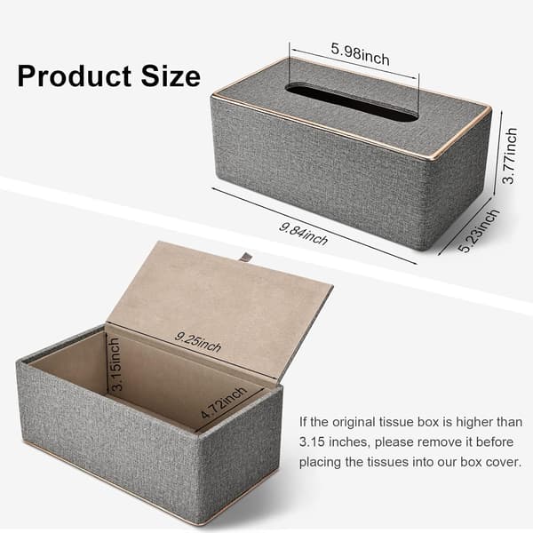 Servettbox, PU Läder Servettboxhållare, Rektangulära Servettboxar, Rektangulär Servetthållare - Grå Grey