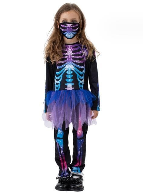 Halloween-kostym för barn med skelett-illusion - L L