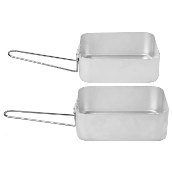 Sæt med 2 madkasser i rustfrit aluminium til camping og madlavning