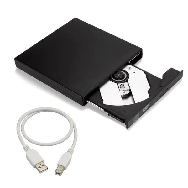 Ekstern DVD/CD-brenner USB 2.0 Slim for datamaskin Svart black
