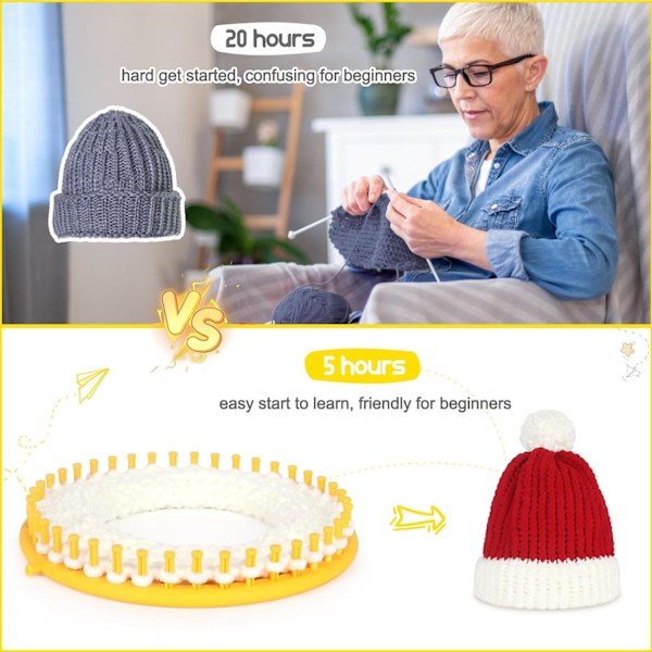 Runda Stickramar Set 19 cm Diameter Röd Plast Vävramar Halsdukar Mössor Tillverkningsverktyg DIY (Röd) 19 cm