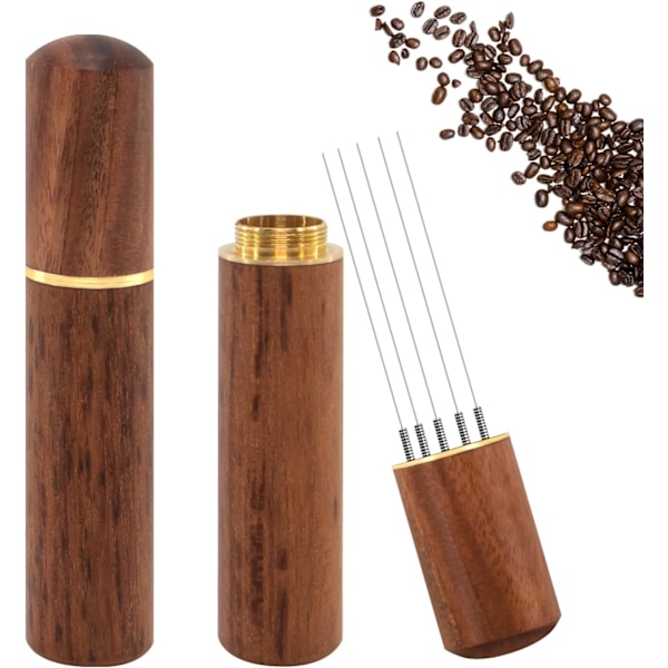 Espresso Kaffeomrörare, Espresso Distributionsverktyg, Professionellt Barista Hand Nål Typ Distributionsverktyg (Trä Ljus)
