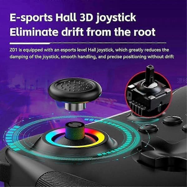 Trådløs spillkontroller Bluetooth 6-akset bevegelsessensor Turbo Programmerbar Joystick for Switch Stea JN