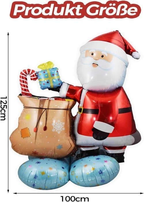 Dekorationsballon – 3D Julemand – Folie – 125 x 100 cm – Julepynt